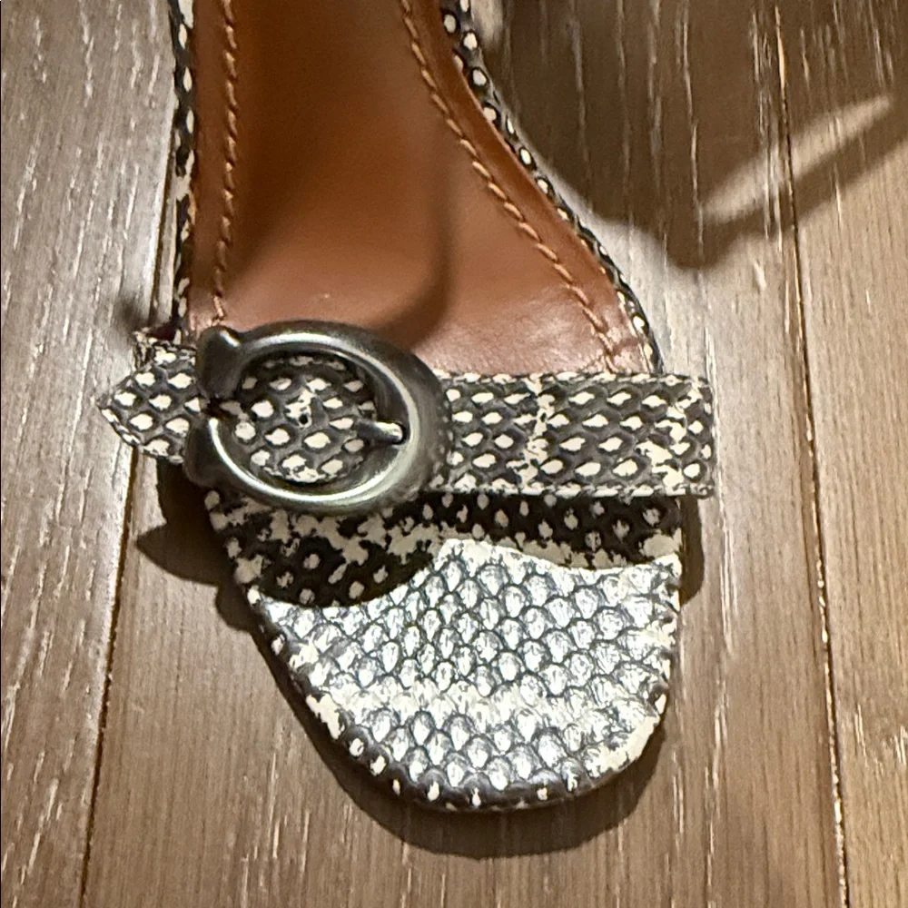 Coach Monochrome Patterned Heels with Ankle Strap - Picture 2 of 6